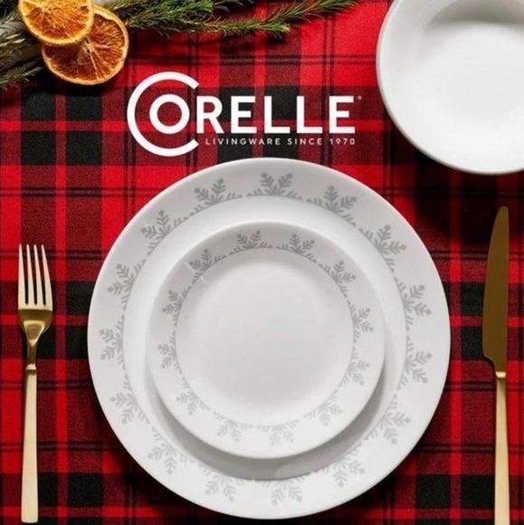 New The Corelle 12-Piece Holiday Christmas Winter Snowflake Dinnerware Set. - Picture 3 of 6